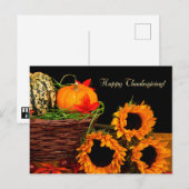 Pompoenen en zonnebloemen Thanksgiving Briefkaarte Briefkaart (Voorkant / Achterkant)