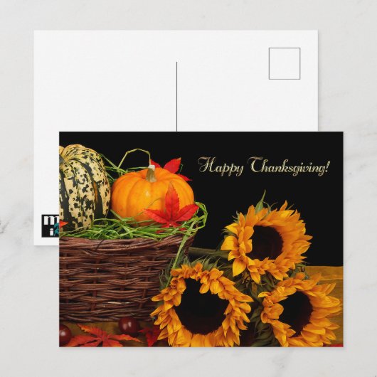Pompoenen en zonnebloemen Thanksgiving Briefkaarte Briefkaart (Voorkant / Achterkant)
