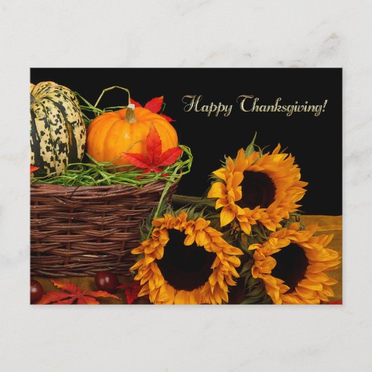 Pompoenen en zonnebloemen Thanksgiving Briefkaarte Briefkaart (Voorkant)