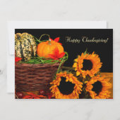 Pompoenen en zonnebloemen Thanksgiving-diner Kaart (Voorkant)