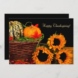 Pompoenen en zonnebloemen Thanksgiving-diner Kaart