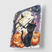 Pompoenen en Zwarte Katten Halloween Wandklok (Hoek)