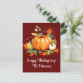Pompoenen esdoorn bomen laat Happy Thanksgiving Feestdagenkaart (Staand voorkant)