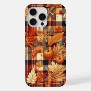 Pompoenen Esdoornbladeren Herfst Geruite patronen iPhone 15 Pro Max Case