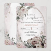 Pompoenen Floral Baby shower Kaart (Voorkant / Achterkant)