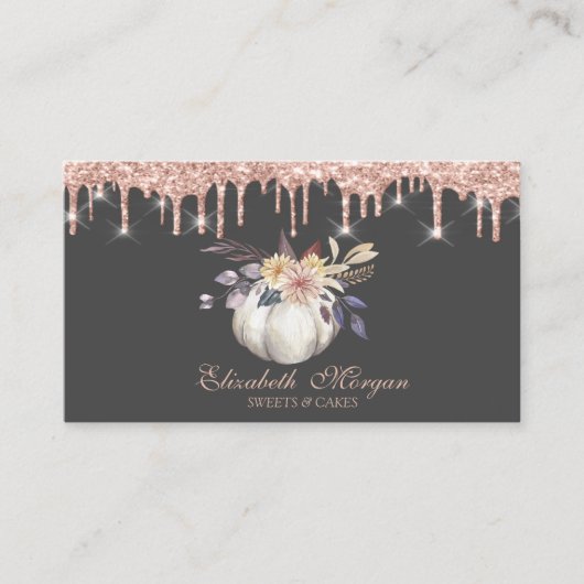 Pompoenen Floral Sweets Roos Gold Drids Bakery Visitekaartje (Voorkant)