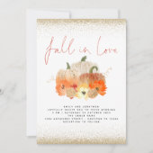 Pompoenen Florals Gold Glitter Herfst in Love Wedd Kaart (Voorkant)