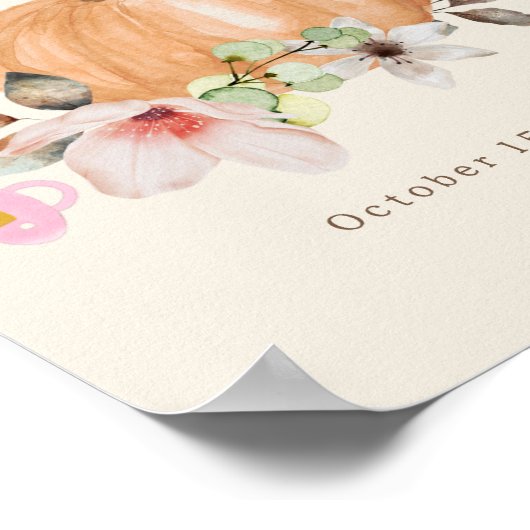 Pompoenen & Fopspenen Meisje Baby shower Welkom Poster (Hoek)