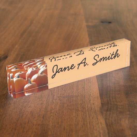 Pompoenen Foto voor Herfst, Halloween of Thanksgiv Naambordje (Zijkant)