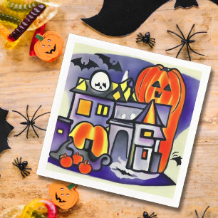 Pompoenen, geesten, vleermuizen met Halloween Servet