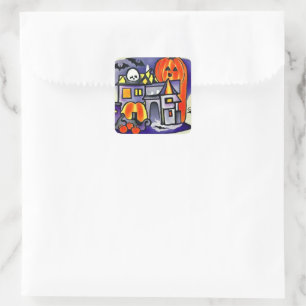 Pompoenen, geesten, vleermuizen met Halloween Vierkante Sticker