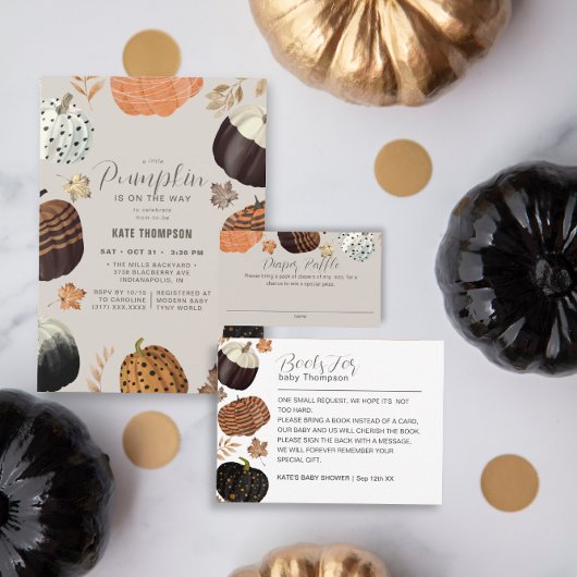 Pompoenen Geslacht Neutral Luier Raffle Baby showe Informatiekaartje