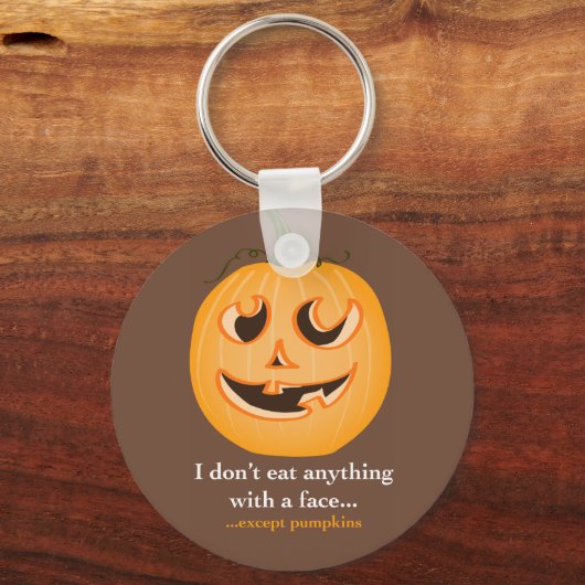 Pompoenen gezicht - Sleutelhanger (Voorkant)