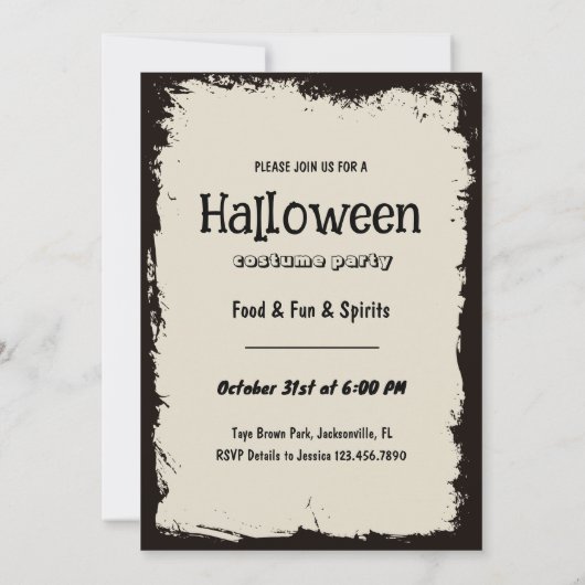 Pompoenen, Ghost en Moon Halloween Party Kaart (Achterkant)