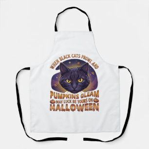 Pompoenen Glanzen Halloween Zwarte Kat Vallende Bl Schort