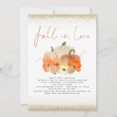 Pompoenen Goud Glitters QR Code Herfst Verliefd Hu Kaart (Voorkant)