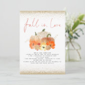 Pompoenen Goud Glitters QR Code Herfst Verliefd Hu Kaart (Staand voorkant)