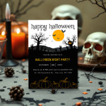 Pompoenen Griezels Bomen Oranje Zwart Halloween Fe