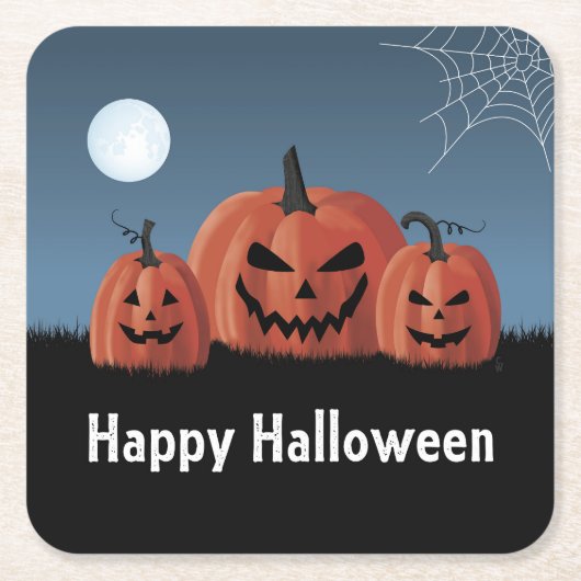 Pompoenen Halloween Kartonnen Onderzetters (Voorkant)