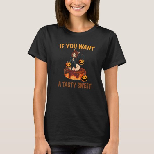 Pompoenen Halloween Met Katten T-shirt (Voorkant)