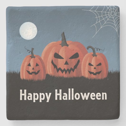 Pompoenen Halloween Stenen Onderzetter (Voorkant)