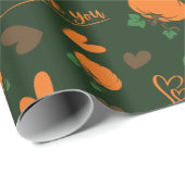 Pompoenen Hart en Dank U Thanksgiving Naadloos Cadeaupapier (Rol Hoek)
