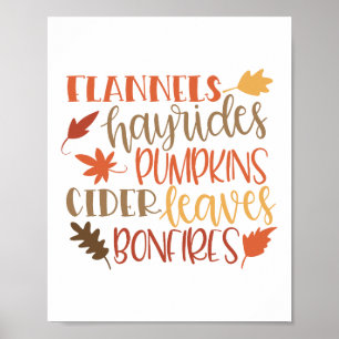 Pompoenen, Hayrides, Flannels Typografie Poster
