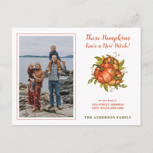 Pompoenen hebben een nieuwe patchfoto die we naar aankondigingskaart (Voorkant)