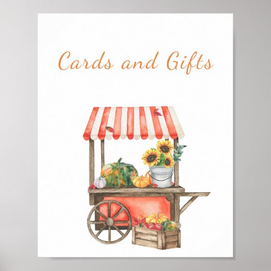 Pompoenen herfst baby shower - kaarten en geschenk poster (Voorkant)