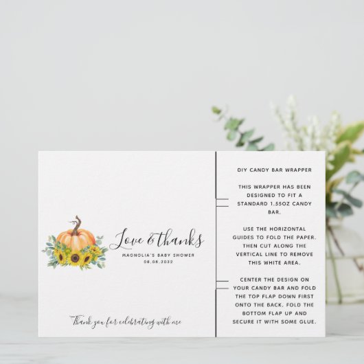 Pompoenen Herfst Baby shower Snoep Bar Wrapper (Staand voorkant)