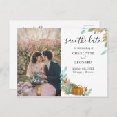 Pompoenen herfst bruiloft opslaan van de datum fot aankondigingskaart (Voorkant / Achterkant)