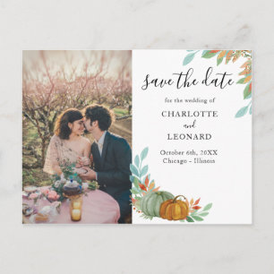 Pompoenen Herfst Bruiloft save the date foto Aankondigingskaart