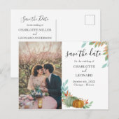 Pompoenen Herfst Bruiloft save the date foto Aankondigingskaart (Voorkant / Achterkant)