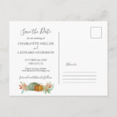 Pompoenen Herfst Bruiloft save the date foto Aankondigingskaart (Achterkant)