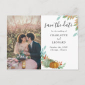 Pompoenen Herfst Bruiloft save the date foto Aankondigingskaart (Voorkant)