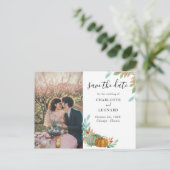 Pompoenen Herfst Bruiloft save the date foto Aankondigingskaart (Staand voorkant)