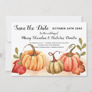 Pompoenen Herfst Bruiloft Save the Date Kaart