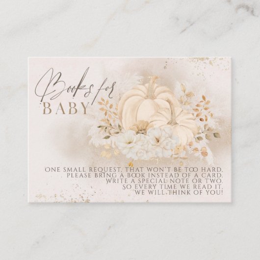 Pompoenen Herfst floral & Pampas Baby shower Books Informatiekaartje (Voorkant)