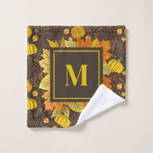 Pompoenen Herfst Oogst Patroon Bad Handdoek (Wasdoekje)