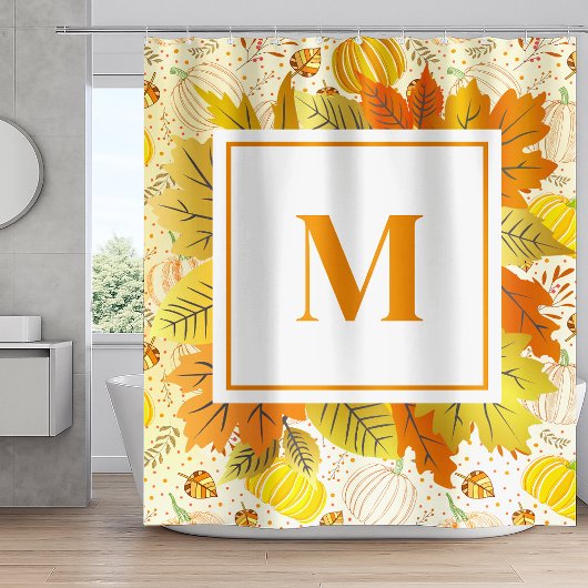 Pompoenen Herfst Oogst Patroon Douchegordijn
