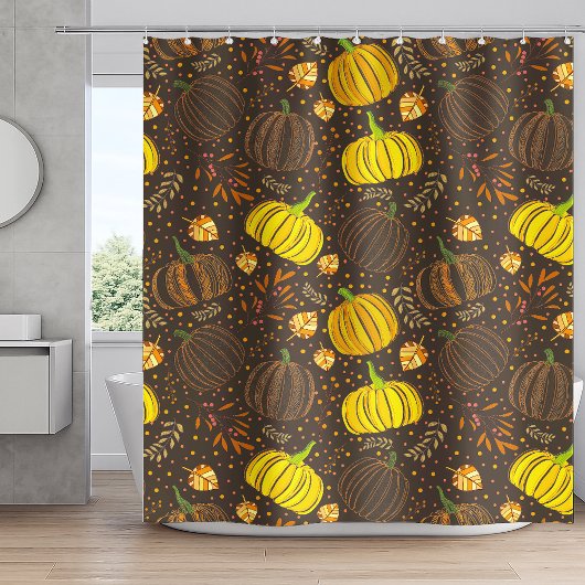 Pompoenen Herfst Oogst Patroon Douchegordijn