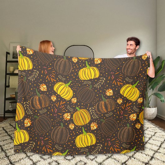 Pompoenen Herfst Oogst Patroon Fleece Deken