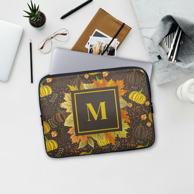 Pompoenen Herfst Oogst Patroon Laptop Sleeve (Creator heeft geüpload)