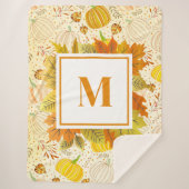 Pompoenen Herfst Oogst Patroon Sherpa Deken (Voorkant)