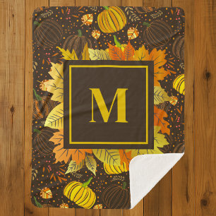 Pompoenen Herfst Oogst Patroon Sherpa Deken