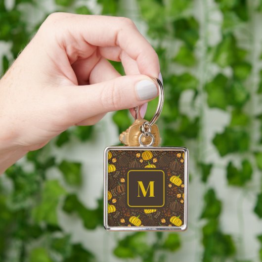 Pompoenen Herfst Oogst Patroon Sleutelhanger (Hand)