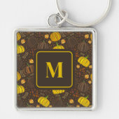 Pompoenen Herfst Oogst Patroon Sleutelhanger (Voorkant)