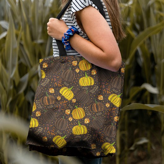 Pompoenen Herfst Oogst Patroon Tote Bag