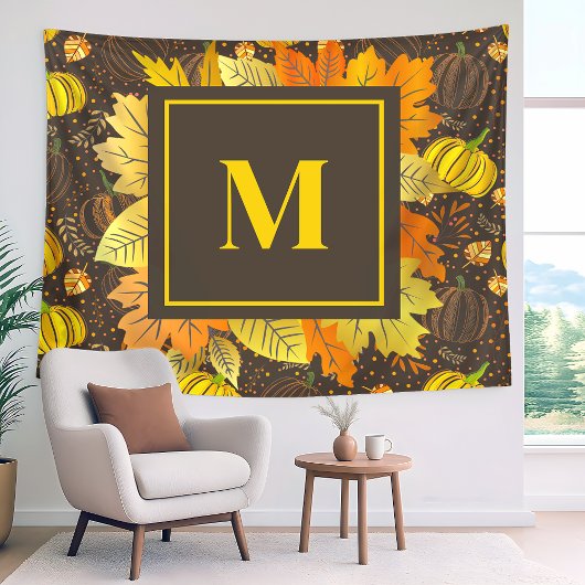 Pompoenen Herfst Oogst Patroon Wandkleed
