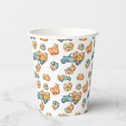 Pompoenen Herfst Pattern Papieren Bekers (Achterkant)